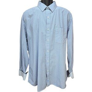Johnston & Murphy Mens Blue Polka Dot Long Sleeve Dress Shirt XXL